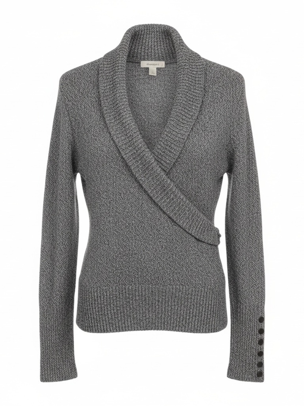 Dressbarn Wrap Cardigan in Gray & Black Size Large